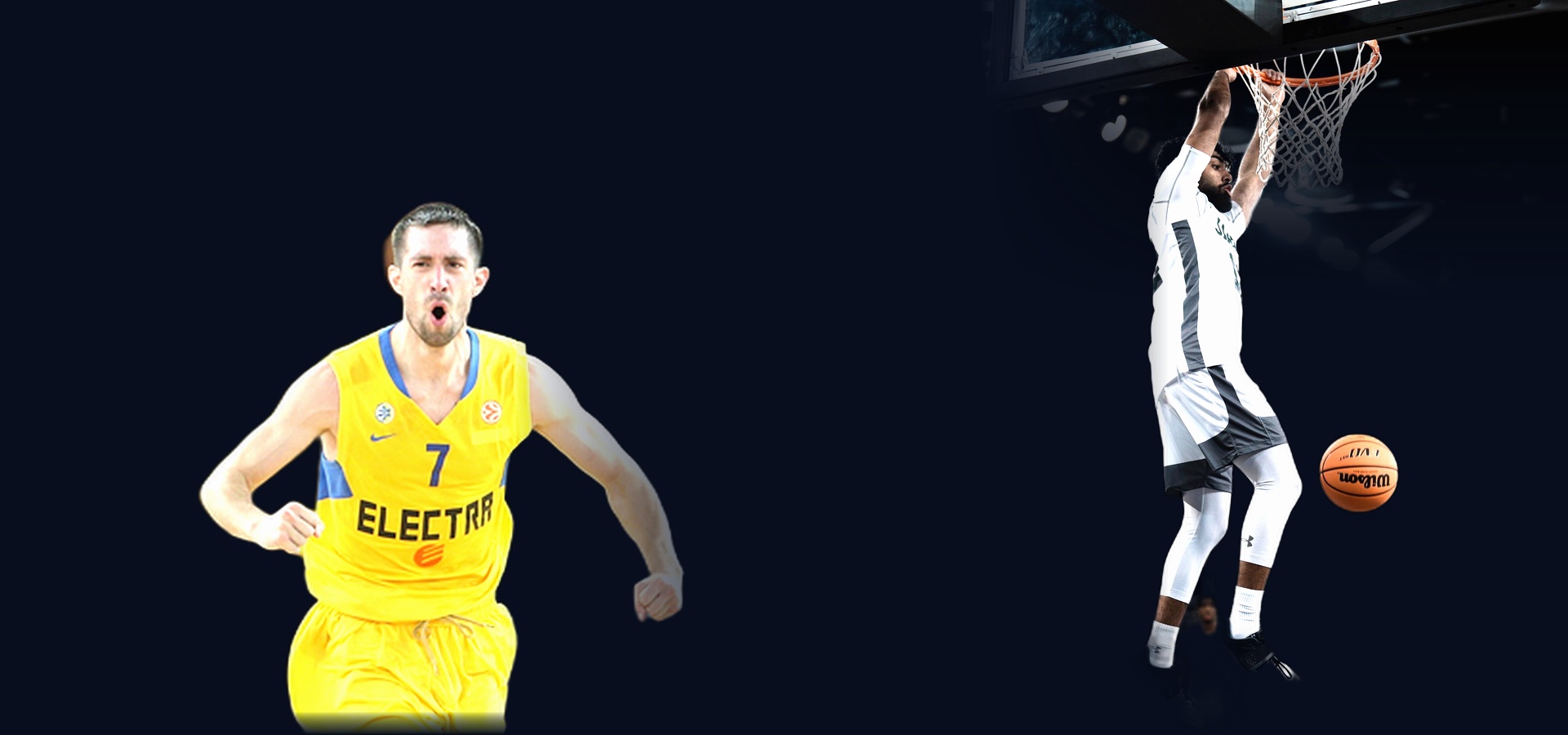 Two basketball players — Andrew Wisniewski and Aryan Arora